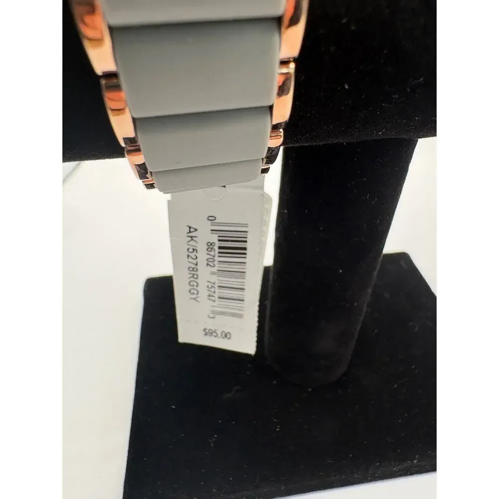 Anne Klein Women Watch Rose Gold Gray Two-Tone Rectangular Bracelet Nwt